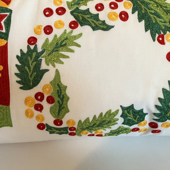 Devi Designs Pillow Embroidery Design Christmas JOY 24 x 12 Embroidered W/Tags. - Picture 5 of 14